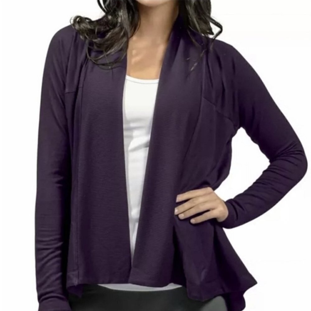 💎241 Active Life Long Sleeve Plum High Low Cardigan Sweater